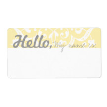 Fun Fancy Party Name Tags - Yellow & Grey