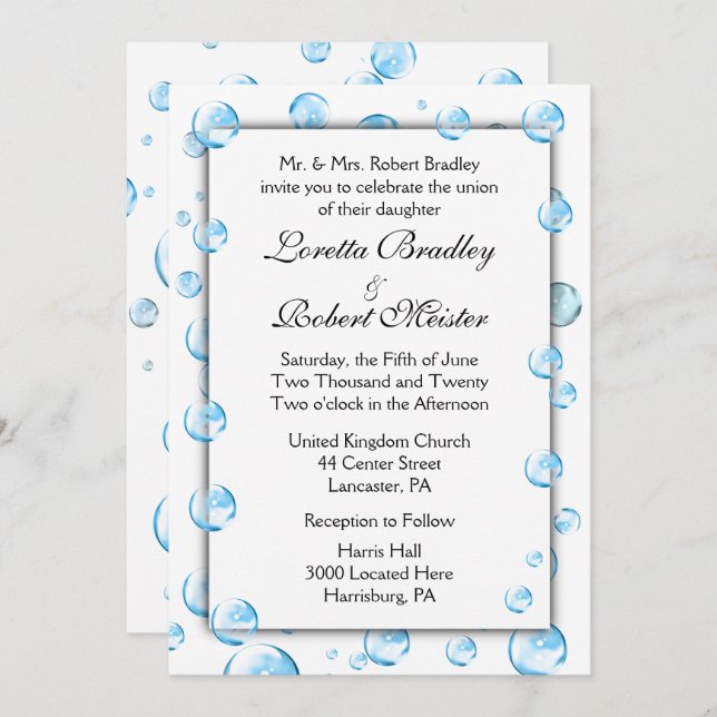 Fun Fantasy Bubbles Wedding Invitations (Front/Back)