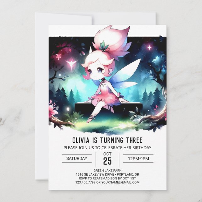 Fun Fantasy Fairy Birthday Invitation (Front)