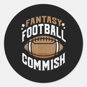 Fun Fantasy Football Commish Commissioner Men  Classic Round Sticker