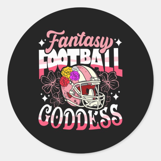 Fun Fantasy Football Goddess Flower Helmet Women  Classic Round Sticker (Front)