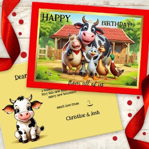 Fun Farm Animals Cute Birthday Card
