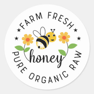 Fun farm fresh honey word art business  classic round sticker