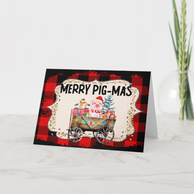 Fun Farm Pig Merry Christmas Card (Front)