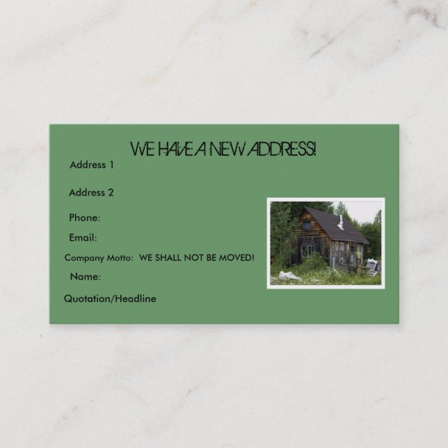 Fun Farm Shack "Change of Address" Business Card (Front)