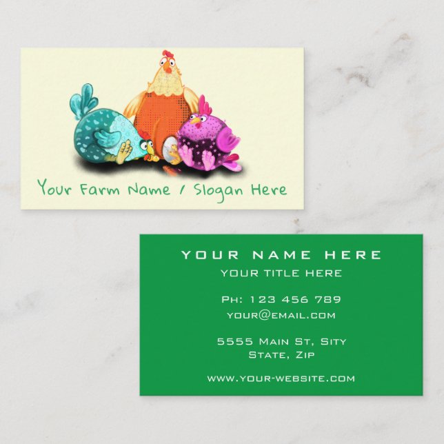 Fun Farm with Happy Chickens - Professional Farmer Business Card (Front/Back)