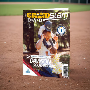 Fun Father's Day Baseball Lover Photo Magazine Card