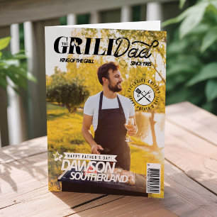 Fun Father's Day Grill Dad Photo Magazine Cover Card