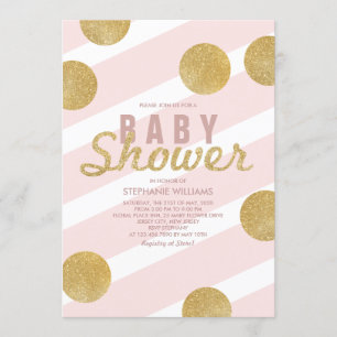 Fun Faux Gold Glitter Pink Baby Shower Invite