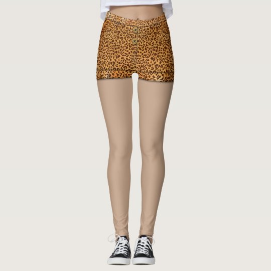 Fun Faux Leopard Print Hot Pants Monogram Leggings