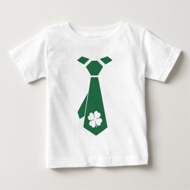 Fun Faux Shamrock Tie St.Patrick's Day Baby T-Shirt (Front)