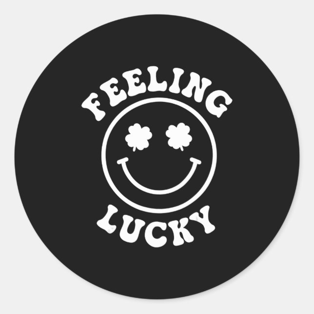 Fun Feeling Lucky Smile Face St. Patrick Day  Classic Round Sticker (Front)