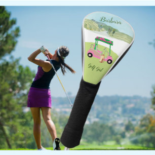 Fun Fem Golf Cart Scenic Personalised Name Golf Head Cover