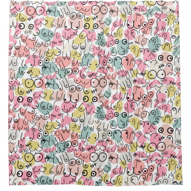 fun feminist design shower curtain (Front)