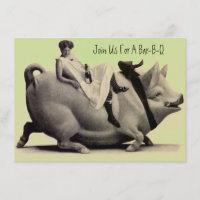 Fun & Festive Antique Barbeque Bar-b-q Invitations