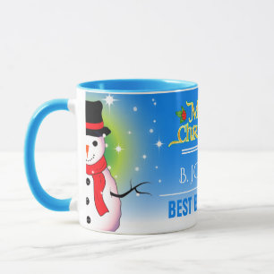 Fun Festive Best Boss Ever with Snowman Christmas Mug