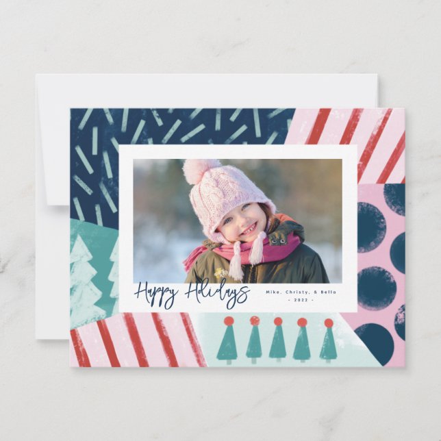 Fun Festive Cheerful Colourful Photo Holiday Card (Front)