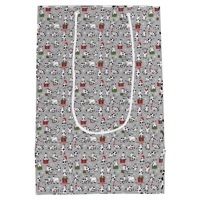 Fun Festive Christmas Cows Medium Gift Bag (Back)