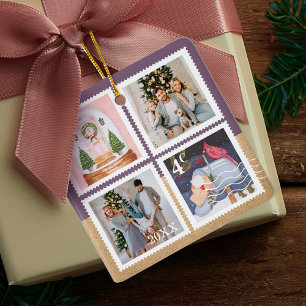 Fun Festive Christmas Family Photos Postage Stamps Ceramic Ornament