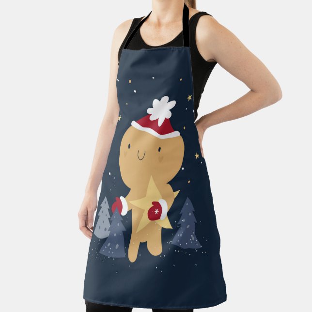 Fun festive Christmas Gingerbread man Apron (Insitu)