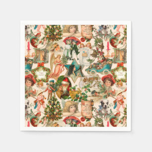 Fun, Festive & Colourful Vintage Christmas Ephemer Napkin