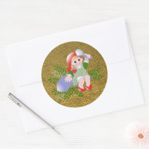 Fun Festive Cute Christmas Girl Classic Round Sticker