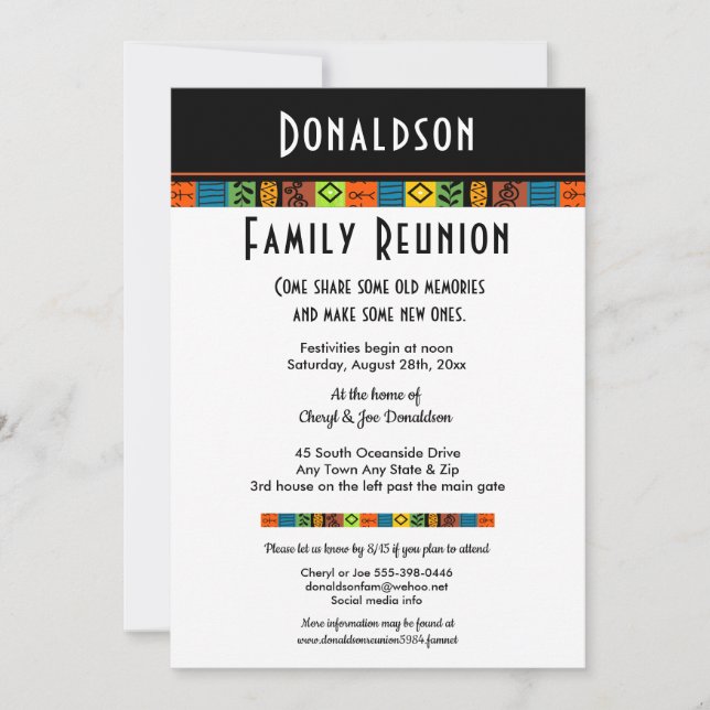 Fun Festive Family Reunion or Party Invitation (Front)