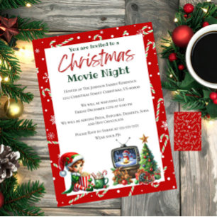 Fun Festive Movie Night Christmas Party Invitation