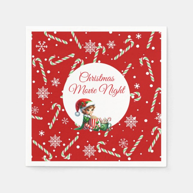 Fun Festive Movie Night Christmas Party Napkin (Front)