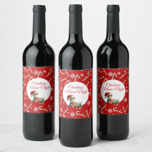 Fun Festive Movie Night Christmas Party Wine Label
