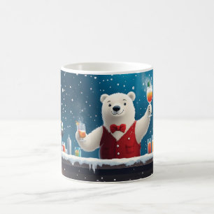 Fun Festive Polar Bear Bartender Illustration Coffee Mug