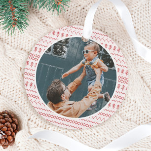 Fun Festive Red Knitted Stitched Pattern Ornament
