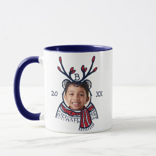 Fun Festive Red Plaid Panda Character Photo Mug