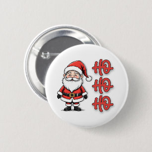 Fun Festive Santa Claus Ho Ho Ho Christmas 6 Cm Round Badge
