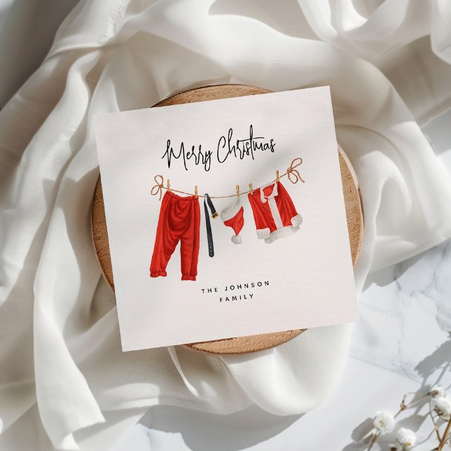 Fun Festive Santa's Clothesline Christmas Napkin (Creator Uploaded)