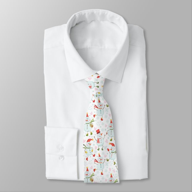 Fun Festive Snowman Christmas Winter Tie (Tied)