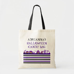 Fun & Festive Spooky Scene Custom Halloween Candy Tote Bag