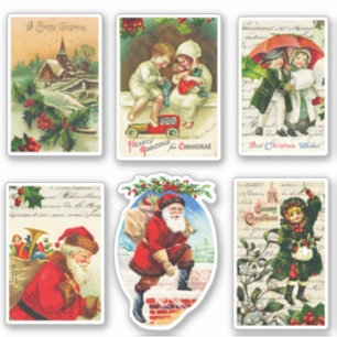 Fun Festive Vintage Christmas Cards Santa Kids