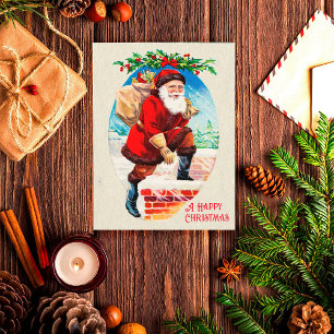 Fun Festive Vintage Victorian Santa Gifts Chimney Holiday Postcard