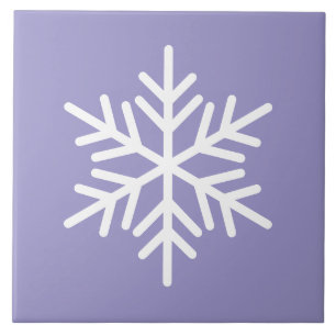 Fun Festive White Nordic Snowflake On Light Purple Tile