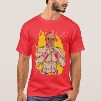 Fun Fiery Mexican Luchador Wrestler Illustration T-Shirt
