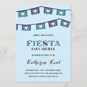 Fun Fiesta Blue Boys Baby Shower Invitation