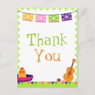 Fun fiesta party colourful birthday thank you card