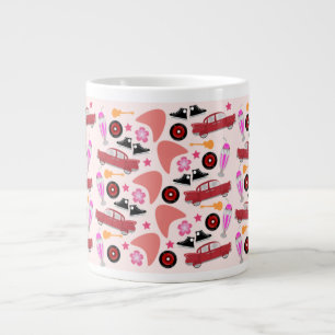 Fun Fifties Cars Guitars Boomerangs Pattern Look Large Coffee Mug