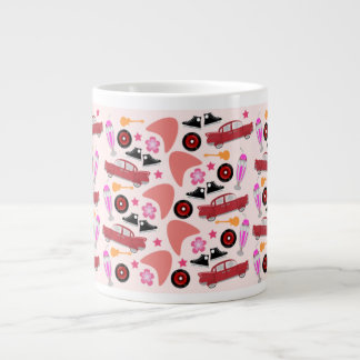 Fun Fifties Cars Guitars Boomerangs Pattern Look Large Coffee Mug