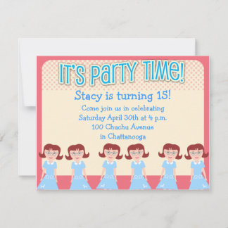 Fun Fifties Girl Party Time Invitation