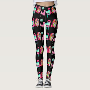 Fun Fifties Jukebox Music Players Pattern Leggings