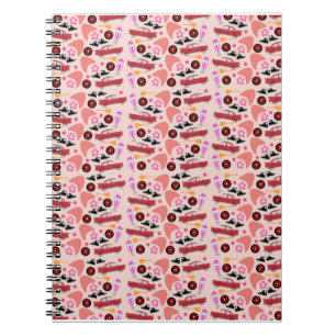 Fun Fifties Retro Pink Guitars Boomerangs Pattern Notebook