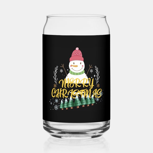 Fun filled Christmas Can Glass (Front)