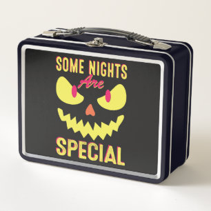 Fun filled scary face halloween design metal lunch box
